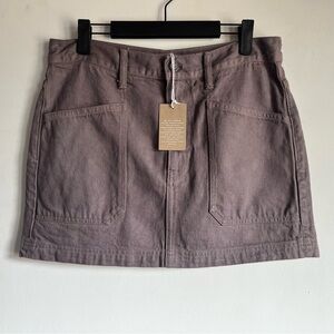 Madewell x MN Dye Studio Denim Patch Pocket Mini Skirt Size 27 Chalked Fig $108